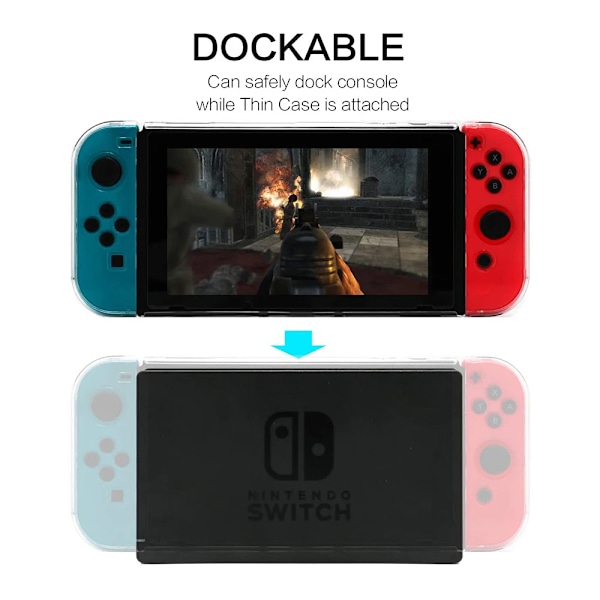 Dockbar skyddande fodral Klar hård PC-skal Repskyddande Stötsäker skal för Nintendo Switch