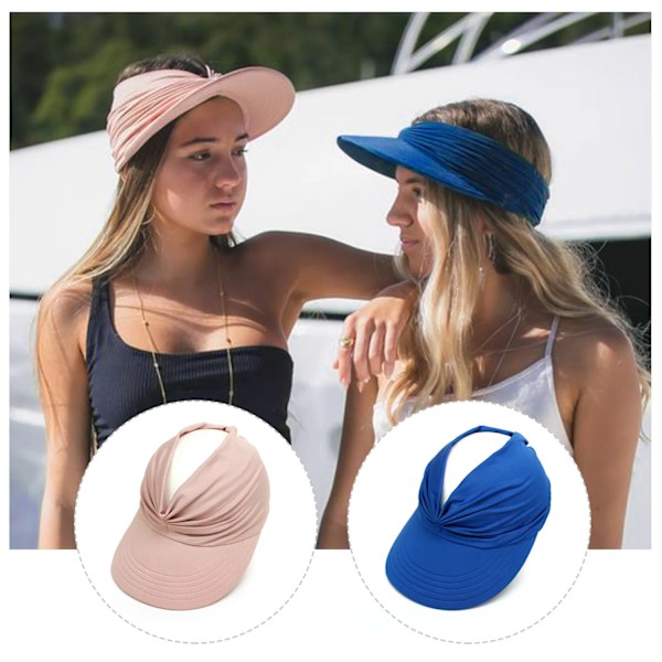 Solhatt med bred brätte för kvinnor, utomhus sommarhatt, ihålig öppen topp, solskyddsvisir för vuxna, resehatt för strand och hav Black