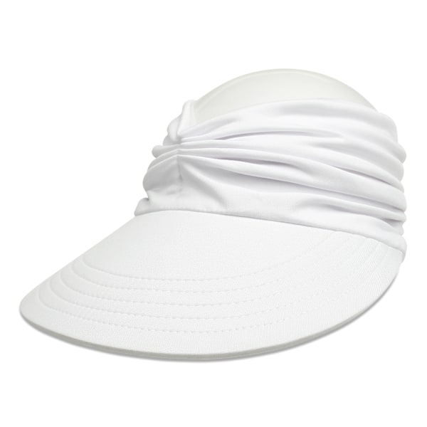 Solhatt med bred brätte för kvinnor, utomhus sommarhatt, ihålig öppen topp, solskyddsvisir för vuxna, resehatt för strand och hav White