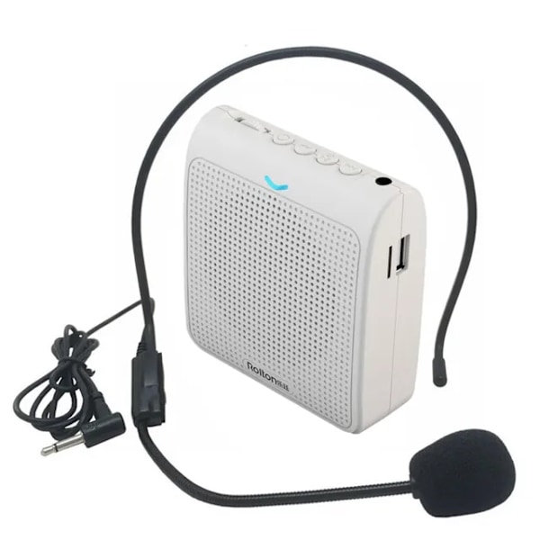 Bärbar Mikrofon Högtalare Mini Röstförstärkare Med USB TF-kort FM-radio För Lärare Turguide White