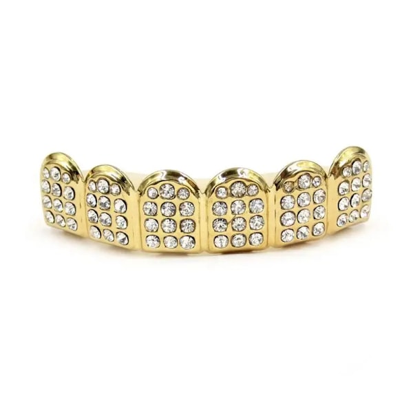 Hip Hop Guld & Silver Färg Iced Out CZ Tand Grillz Mode Party Topp och Botten Män Kvinnor Rappare Kroppssmycken Silver