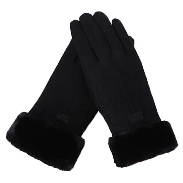 Modehandskar för kvinnor Höst Vinter Söta Fluffiga Varma Vantar Fullfinger Vantar Kvinnor Utomhus Sport Damhandskar Skärm Black
