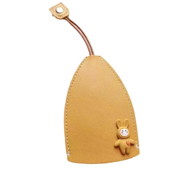 Sött Utskjutbart Nyckelfodral Tecknade Djur Kanin Katt PU Läder Nyckelplånböcker Hushållerskor Bilnyckelhållare Fodral Läder Väska för Nycklar Yellow