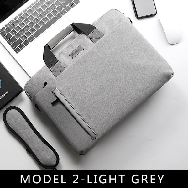 Laptopväska 13.3 14 15.6 17.3 tum Vattentät Notebook Väska för Macbook Air Pro 13 15 Dator Axelväska Handväska Portfölj MODEL 2-LIGHT GREY 17.3inch