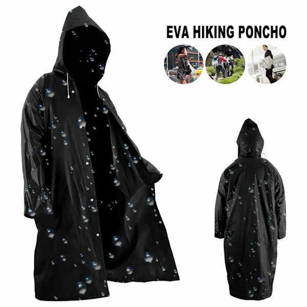 1 st 145*68CM EVA Unisex Regnrock Förtjockad Vattentät Regnkappa Kvinnor Män Svart Camping Vattentäta Regnkläder Kostym