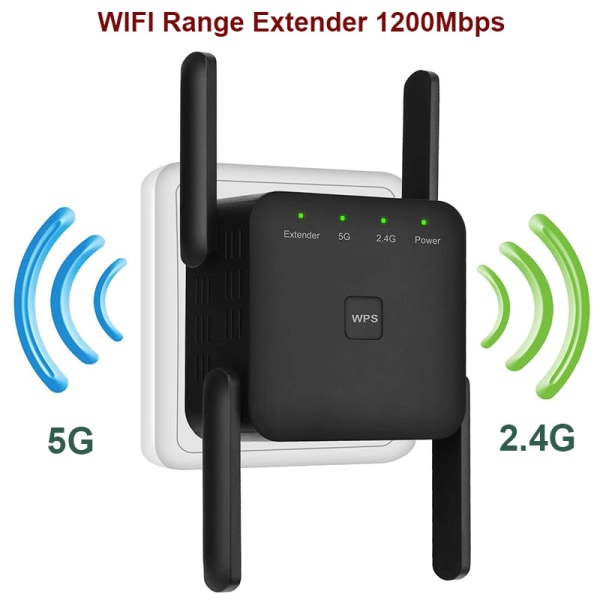 5 Ghz WiFi-förlängare Lång Räckvidd Trådlös WIFI-förstärkare AC1200-adapter 1200 Mbps Wi-Fi-förstärkare 802.11N Wi-Fi-signalrepeater White