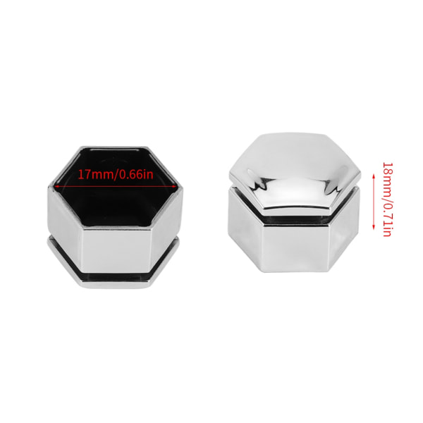 20st Bil Hjul Mutter Caps Auto Nav Skruv Cover Bult Fälgar Exteriör silver 19mm