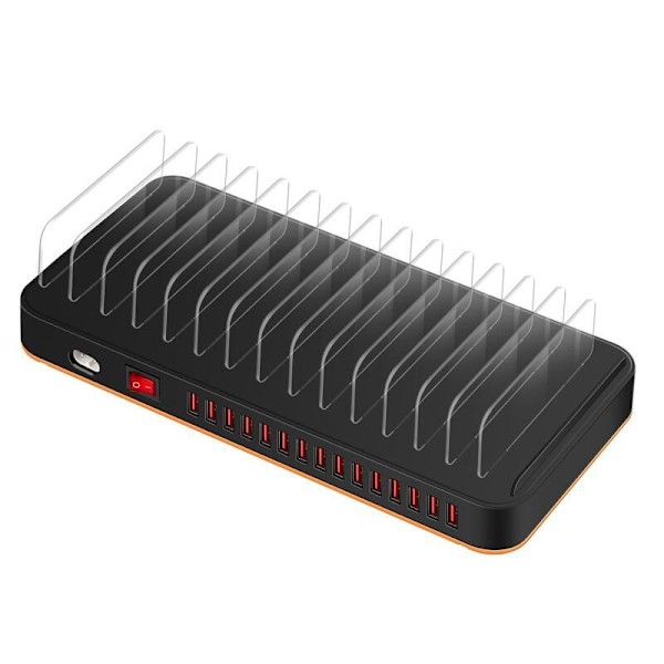 100W 15 USB Laddningsstation Dock Hem Officiell Multifunktionell med Telefonhållare Snabbladdningsadapter Kraftfull Säker Laddare