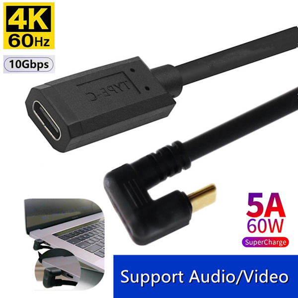 USB 3.1 Typ C Hane till Hona 4K 60Hz Laddningskabel U-formad USB-C 180 Grader 10 Gbps Audio Video Kabel 0,3m 0,6m 1m 1,8m male to male-0.6m