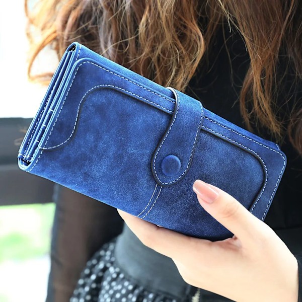 Lång plånbok i mockaimitation för dam, många fack, matt läder, högkvalitativ damplånbok, korthållare, clutch Carteras rose