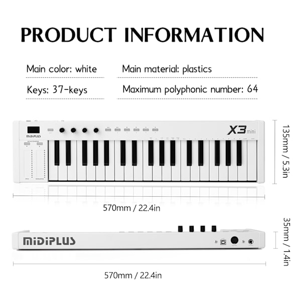 37-tangenters Multifunktions MIDI-tangentbord Bärbar Elektroniskt Piano Digitala Orkestreringar Tangentbord Musikinstrument