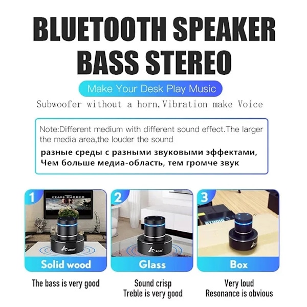 26W Vibrationshögtalare Bluetooth Trådlös Musikcenter Bas Subwoofer Stor Kolonn Ljud Bärbar Vibro Högtalare För Telefon