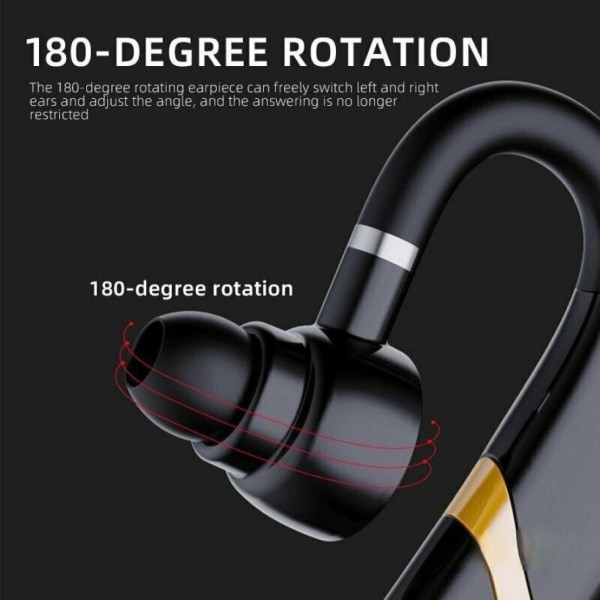 Handsfree Business Bluetooth-V5.0 Hörlurar Trådlösa Vattentäta Sportörhängen Headset med Mikrofon Röststyrning för iPhone Xiaomi