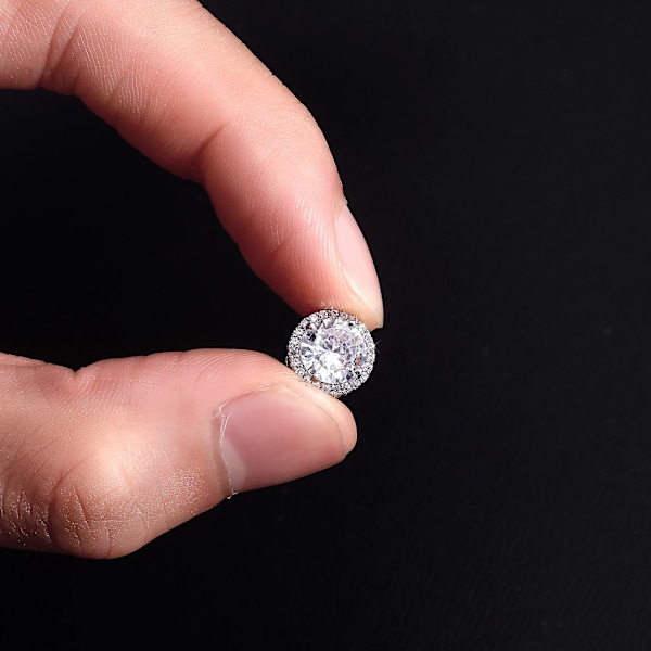 Mode Smycken för Kvinnor Män Fest Bröllop 925 Sterling Silver Örhängen Iced Out Cubic Zirconia Cirkelformade Örhängen Silver