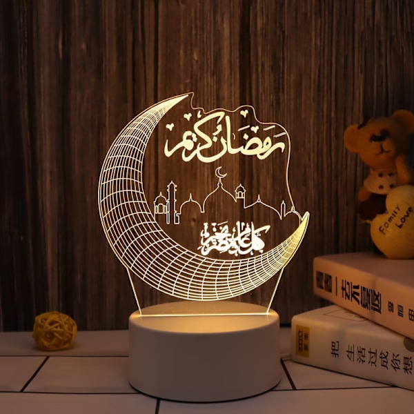 Muslimsk Ramadan Dekoration Ornament EID Mubarak LED Festival Nattlampa Eid Al Adha Present Gurbang Ramadan Dekoration för Hemmet night light-1