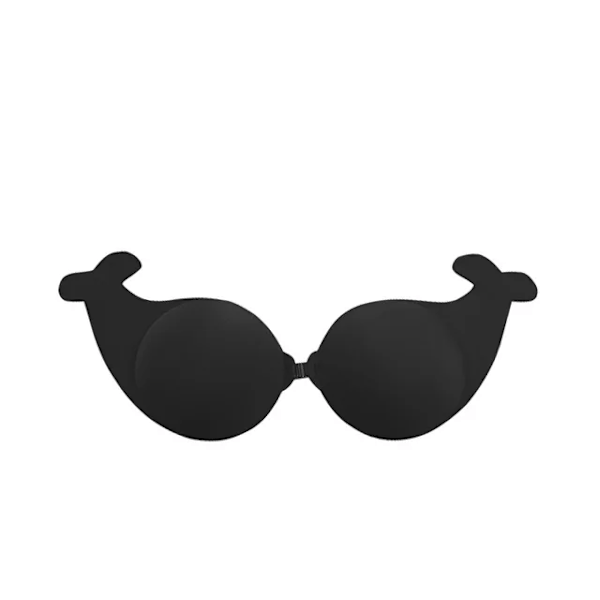 1 Par Kawaii Delfin BH Dam Silikon Axelbandslös Osynlig Push Up Självhäftande Trådlös Bralette Återanvändbara BH-inlägg Pull Buckle-Black L