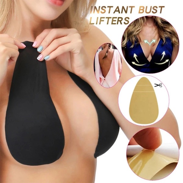 Osynlig Push Up BH Rygglös Axelbandslös BH Sömlös Framknäppning Bralette Underkläder Kvinnor Självhäftande Silikon Sticky BH Black S