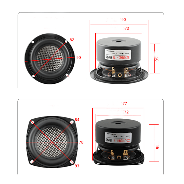 3-tums Woofer Subwoofer Högtalare Hifi Förstärkare Högtalare 25W Hem Audio Kolfiber Bass Vattentät Bil Modifierad Högtalare 1st