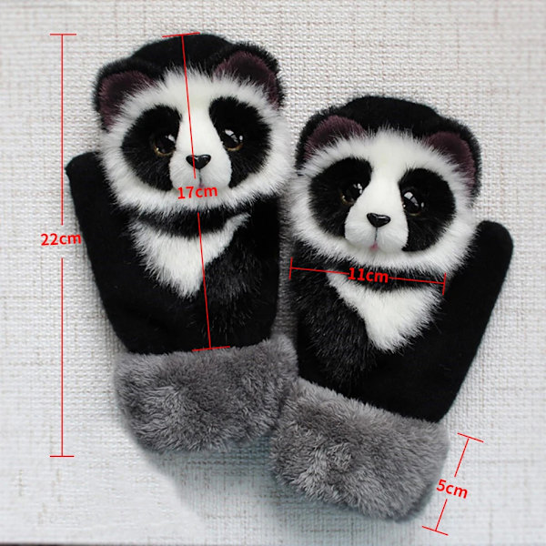 Stickade vinterhandskar Söta 3D Fluffiga Tecknade Djurdekorationer Förtjockat Plyschfoder Vindtäta Termiska Varma Vantar Outfit Flickhandskar