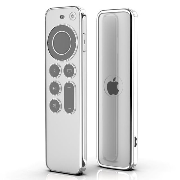 Fancan TPU Mjukt Skal Kompatibelt med Apple TV 4k 2021 Fjärrkontroll Skyddar Mot Repor med Fallskydd - Transparent med Silverkant Black