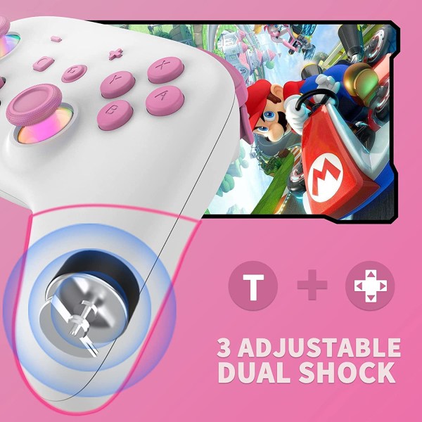 Trådlös Bluetooth Joystick Gamepad Switch Pro-kontroll med Turbo LED Ergonomisk Pro-kontroll för Switch OLED Steam Android pink