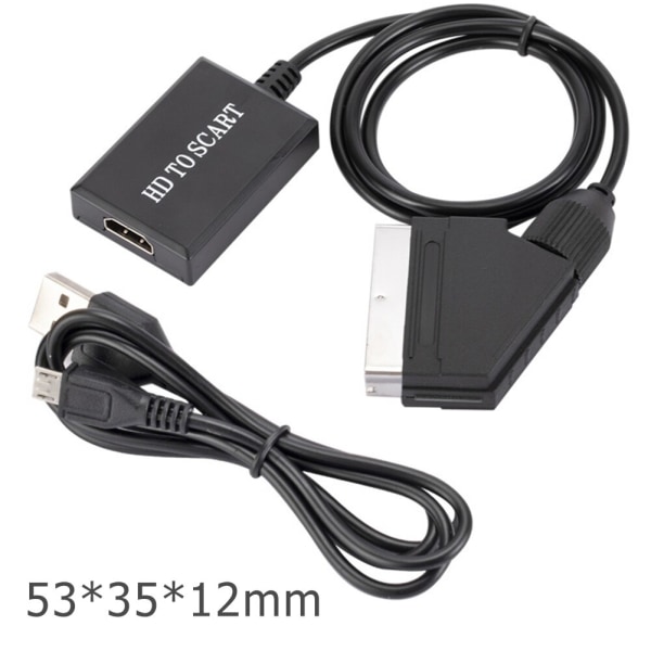 HDMI-kompatibel till Scart-kabel Bärbar 720P / 1080P Video Audio Adapter Konverterkabel Trådar med USB-kabel för HD-TV DVD-linjer