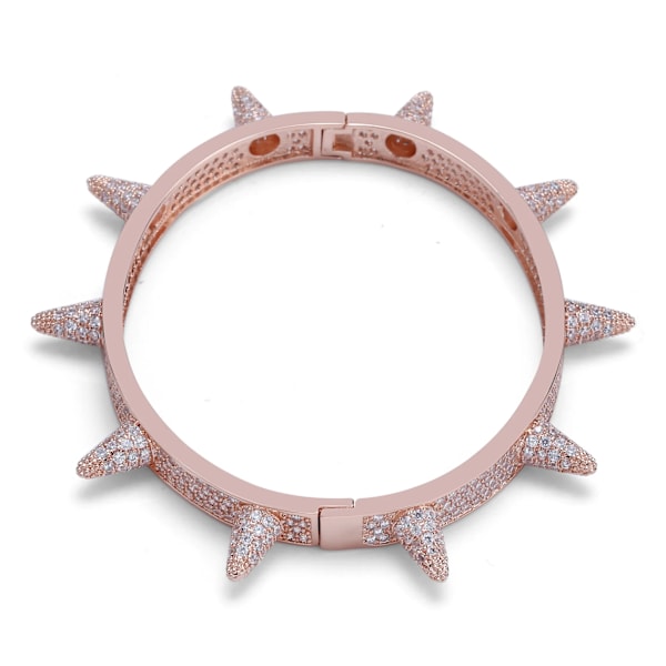 Fashion Iced Out Spikes Armband Nitar Kon Stud Manschett Twist Taggar Armband Cubic Zirconia Bling AAA Hip Hop Smycken Gåva Rose Gold