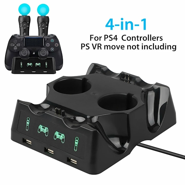 4-i-1 Laddningsdockningsstation för Playstation PS4 MOVE / VR Move Laddningsställ Controller Laddare