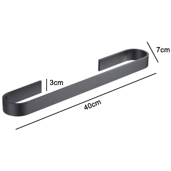 Space Aluminium Edge Single Pole 45CM Sort Sand Space Aluminium Håndklædestang Badeværelse Aluminium Single Pole Free Punch
