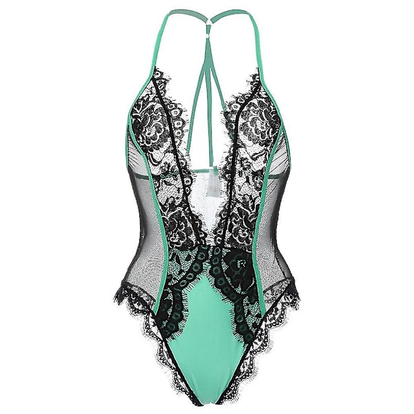Kvinner Blonde Bodysuit Sexy Undertøy Natttøy Plus Size Green 2XL