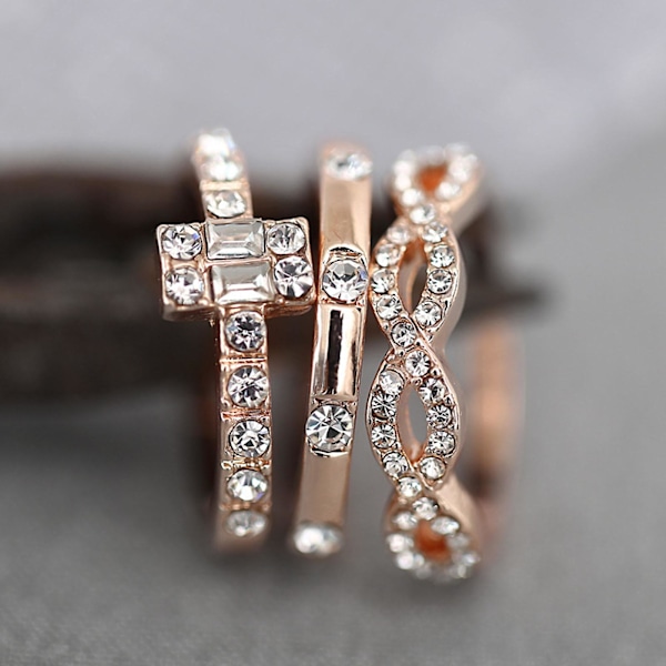 3st/ set Ring Kit Dekorativ Minimalistisk Distinkt Individualitet Finger Ring Set för dagligt bruk US 7