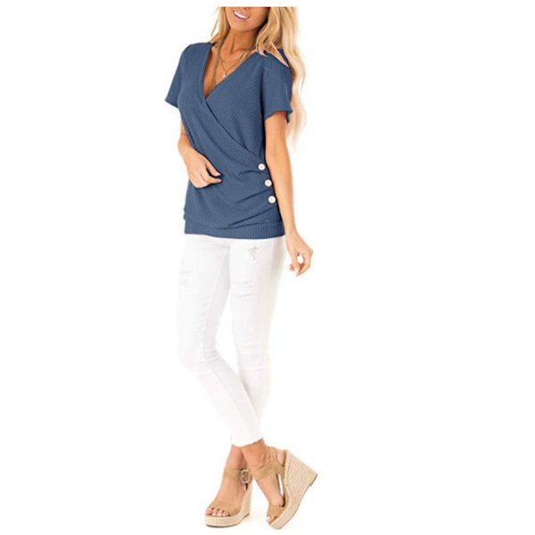 Kortermet v-hals strikket topp 2XL