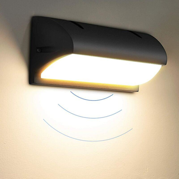 12w ulkoseinävalaisin liiketunnistimella, moderni sisä-/ulkoseinävalo, 3000k Ip65, ulkovalaisin puutarhaan, sisäpihalle, aulaan, käytävälle.