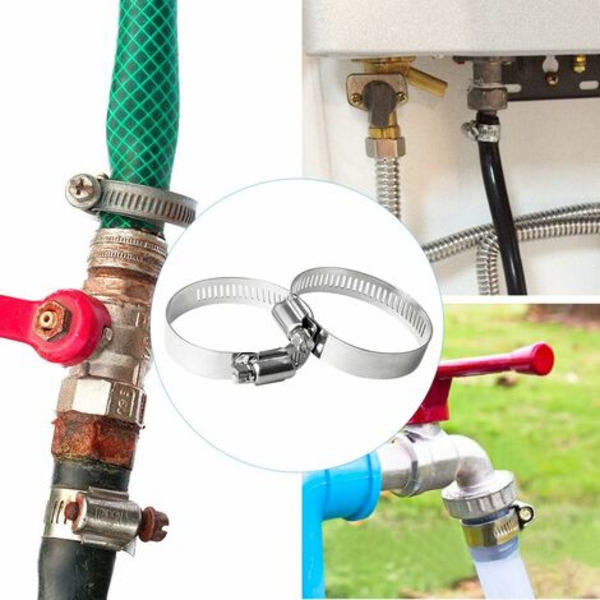 12 delar justerbar slangklämma Rostfritt stål Slangklämmor Klämmor Fixering 10-16 mm Silver