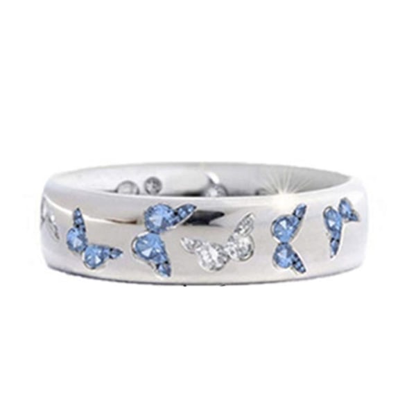 Mode Kvinder Sommerfugl Cubic Zirconia Indlagt Finger Ring Bryllupsfest smykker Pink and White US 10