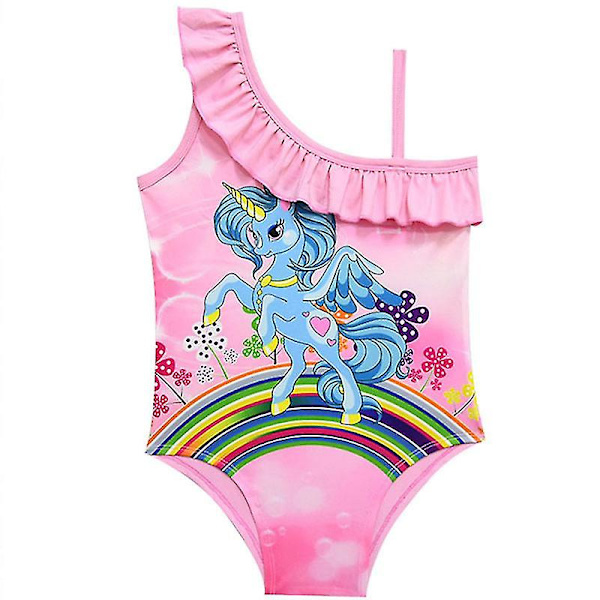 Kids Girl One Piece Unicorn Bikini Badestrandtøy Pink 9-10 Years