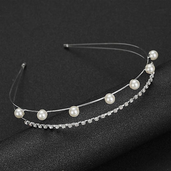 Dobbeltrad perlehodebånd Rhinestone hodeplagg Jenter Bursdagsoverraskelsesgave Silver 3