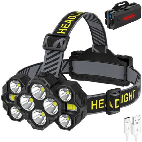 Super Bright LED-strålkastare med 10 kärnor, USB uppladdningsbar COB Ljusstrålkastare utomhus