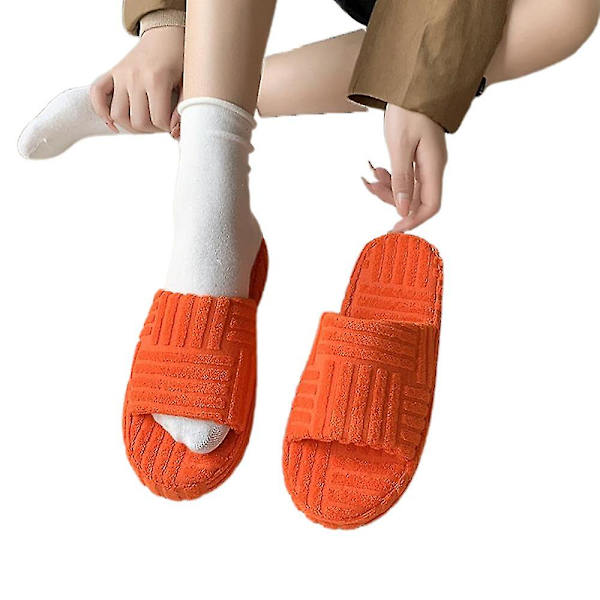 Naisten Talvi Lämmin Fluff Slip On Tossut Litteät Sliders Kengät Orange 37