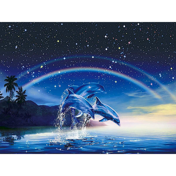 5D DIY Diamond Set Full Diamond Diamond painting Olohuoneen seinätarra, Dolphin (13X16inch/33X40cm),