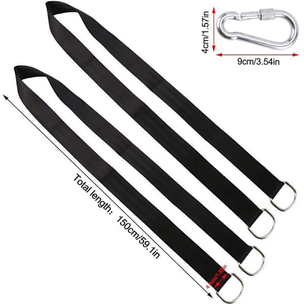 (Svart höghållfast * längd 1,5 meter 2 * 2 lås) Utomhus gungrep 150cm
