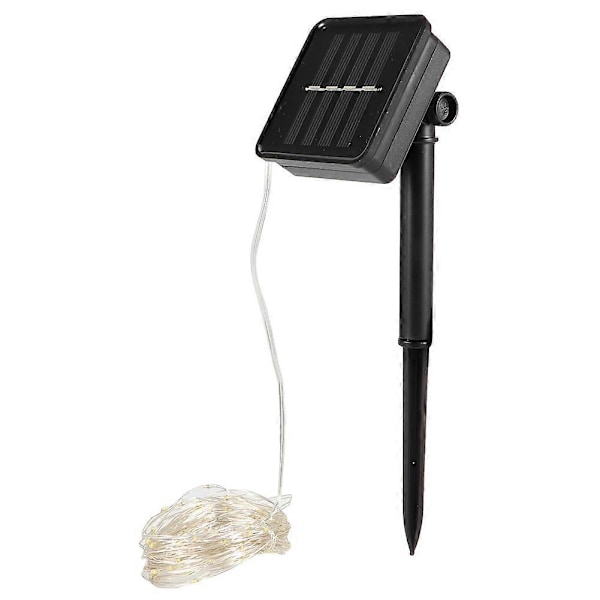 Party-slingor med 8 funktioner, 10 m 100 LED solcellsdrivna koppar-LED-slingor, byggda för precision vitt ljus