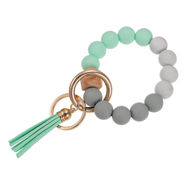 Bangle Nøkkelring Armbånd Nøkkelring Perler Dusk Nøkkelring Perler Bilnøkkelholder cyan