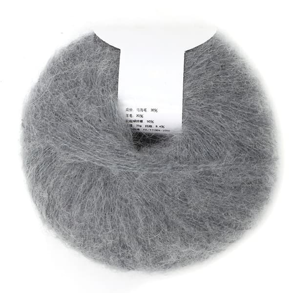 Mjukt mohair Pashmina stickat ullgarn (ljusgrå)