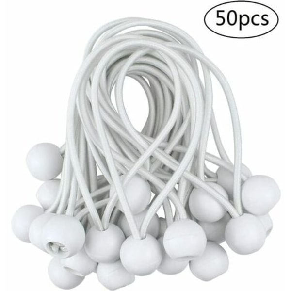 50 kpl elastisia pallo-bengee-johdot, välipeitteen kiristin huvimajaan, retkeilyyn, telttajohdot, verhojen jatkovaljaat, 10 cm