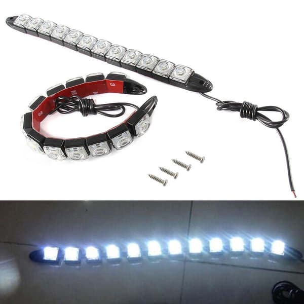 2 stk. Universal 12 LED fleksibel kjørelys for bil DRL tåkelys