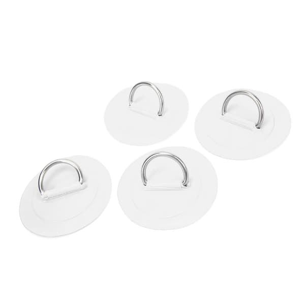 4 stk Oppblåsbar Båt D Ring Pad Patch PVC Slitesterk Marine Rustfritt Stål Fast Spenne Hvit