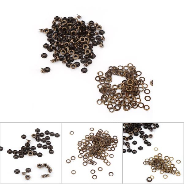 100 st öljetter med bricka för skor, bälten, väskor - innerdiameter 6 mm