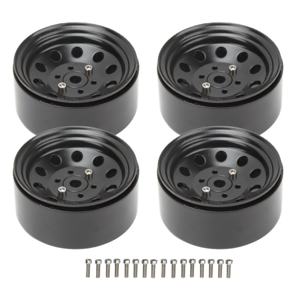 Set of 4 Beadlock Wheel Hubs 1.9in Iron Wear Resistant for RC Vehicles - Black