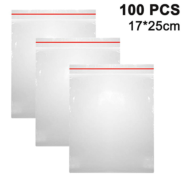 P 100 st Tjock klar plast polypåsar Tålig återförslutningsbar zip lock Tätning Packning Kläder T-shirt Skor Leksaker Blixtlåspåsar